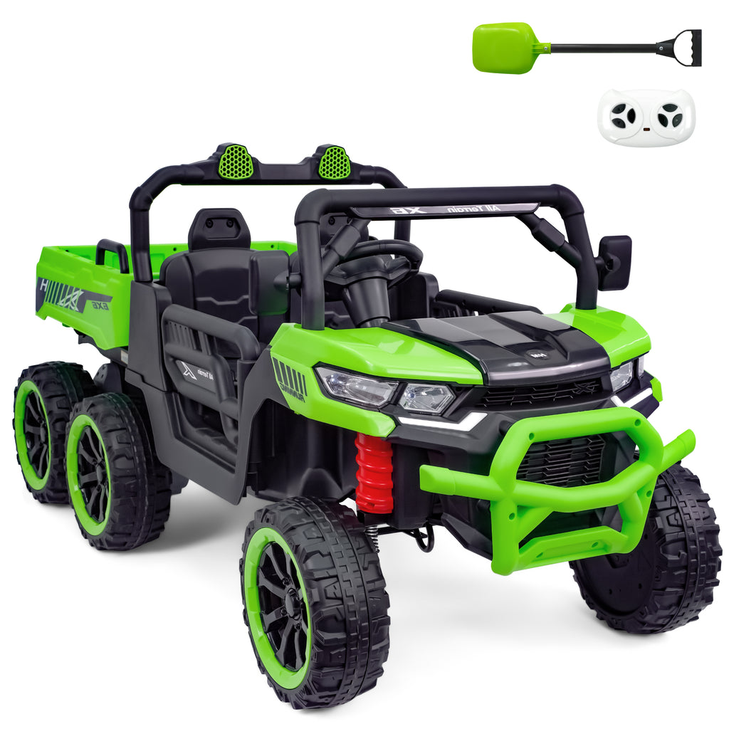 24V Two-Seater Ride On Dump Truck,Ride on Car Truck, UTV W/,Ride on Toys W/ Dump Bed/Shovel, LED Light, Music, Remote Control,6 Wheels 4WD Ride On Toys for Boys Girls (Ages 3+)