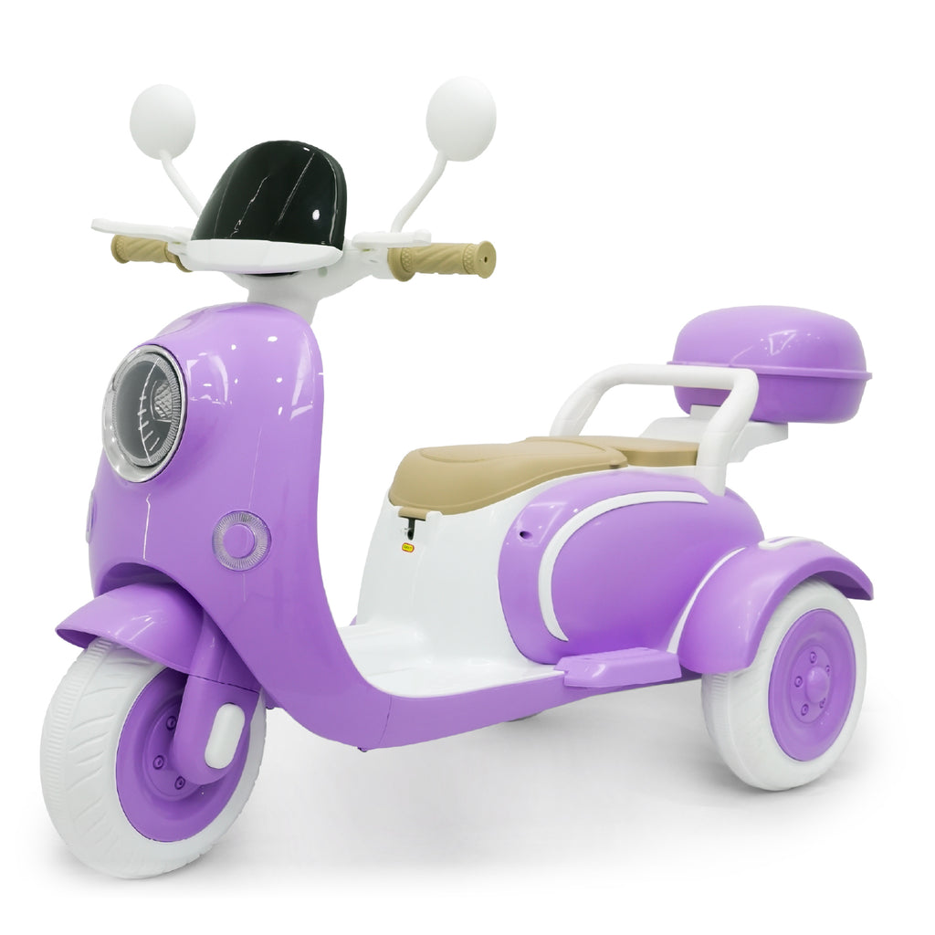Girls Electric Motorcycle, 2 Seats Kids Motorcycle,12V Ride On Scooter for Kids with Storage Compartments, Cute Design with Stable 3-Wheel Structure, Ideal Moped for Girls Ages 3-6