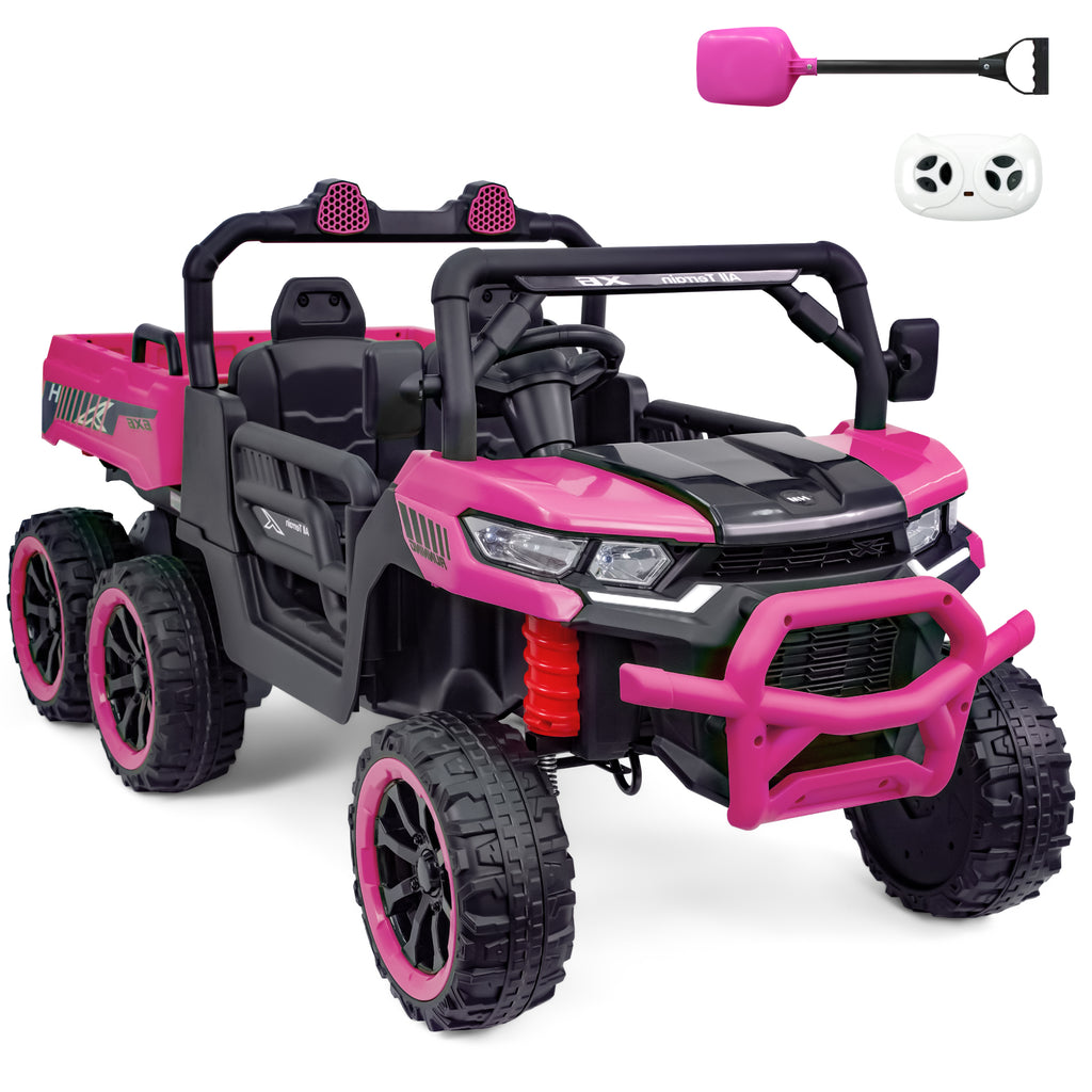 24V Two-Seater Ride On Dump Truck,Ride on Car Truck, UTV W/,Ride on Toys W/ Dump Bed/Shovel, LED Light, Music, Remote Control,6 Wheels 4WD Ride On Toys for Boys Girls (Ages 3+)