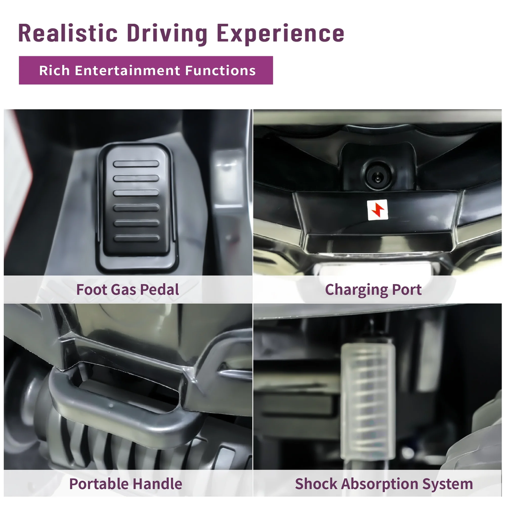 BKIRNP Pink 24V Kids Ride-On ATV Off-Road Quad Car 5mph Electric Car with 2 Speeds and Bluetooth Music