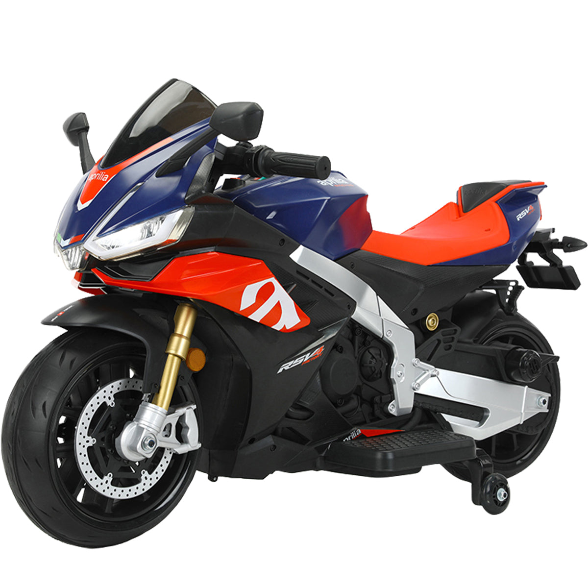 BKIRNP 24V Kids Motorcycle Electric Motorbike Aprilia Licensed Ride on Toy w/LED Lights Bluetooth Music Battery Powered 10MPH for Kids 3-11 Years Old