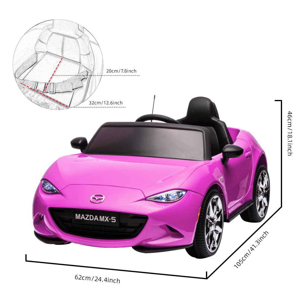 Mazda MX-5 Licenced Ride on Car w/Remote Control & Bluetooth Music (12V)