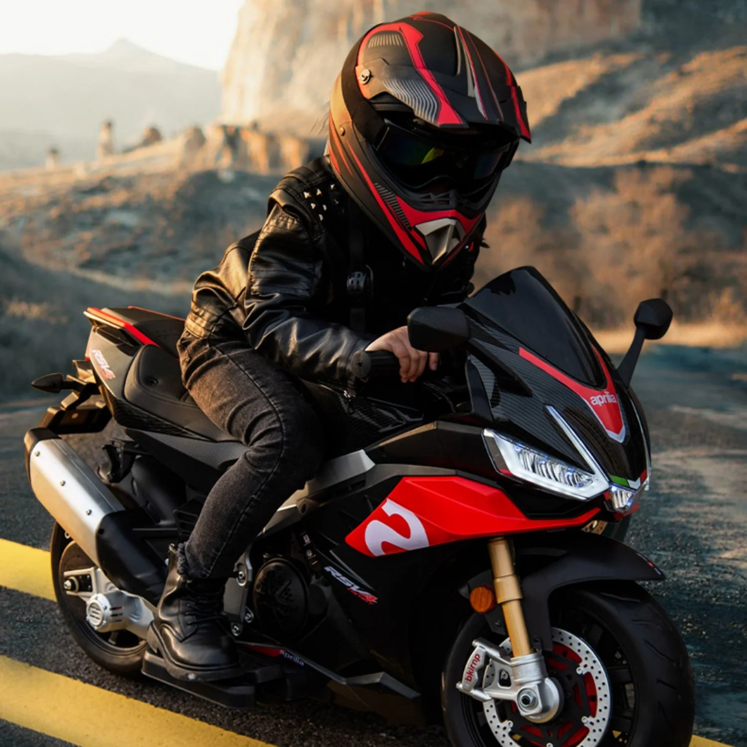 BKIRNP Aprilia 24V Kids Motorcycle Electric Motorbike Ride on Toy w/LED Lights Bluetooth Music Battery Powered 6MPH for Kids 3-11 Years Old