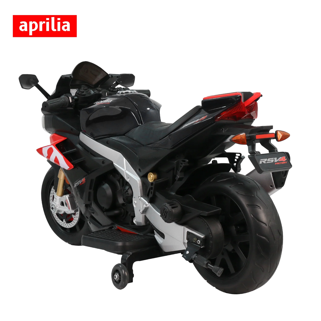 BKIRNP Aprilia 24V Kids Motorcycle Electric Motorbike Ride on Toy w/LED Lights Bluetooth Music Battery Powered 6MPH for Kids 3-11 Years Old