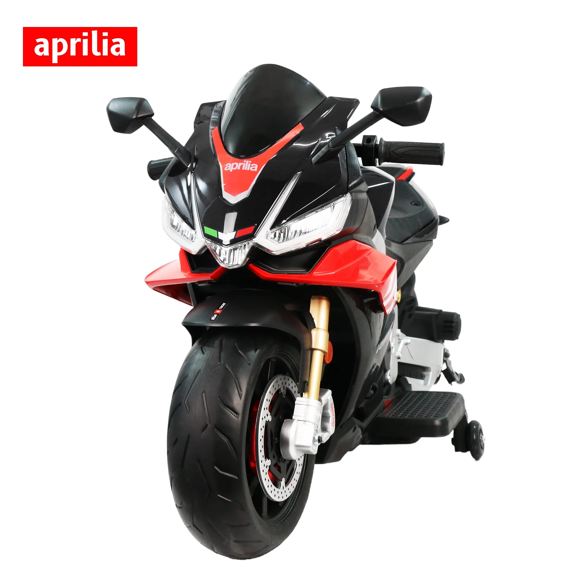 BKIRNP Aprilia 24V Kids Motorcycle Electric Motorbike Ride on Toy w/LED Lights Bluetooth Music Battery Powered 6MPH for Kids 3-11 Years Old