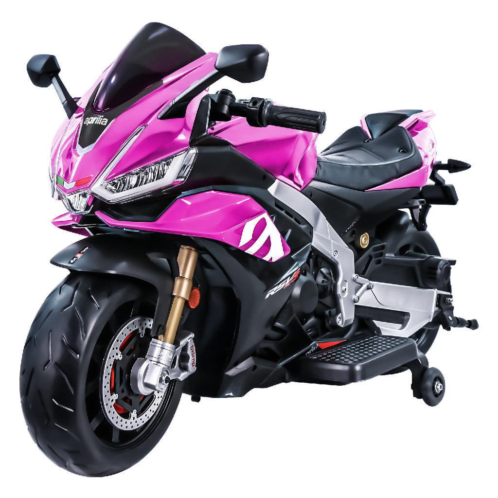 BKIRNP 24V Kids Motorcycle Electric Motorbike Aprilia Licensed Ride on Toy w/LED Lights Bluetooth Music Battery Powered 10MPH for Kids 3-11 Years Old