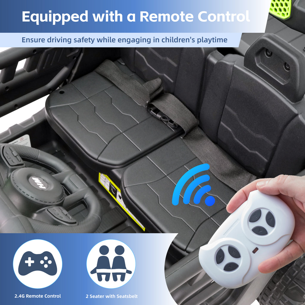 24V Two-Seater Ride On Dump Truck,Ride on Car Truck, UTV W/,Ride on Toys W/ Dump Bed/Shovel, LED Light, Music, Remote Control,6 Wheels 4WD Ride On Toys for Boys Girls (Ages 3+)