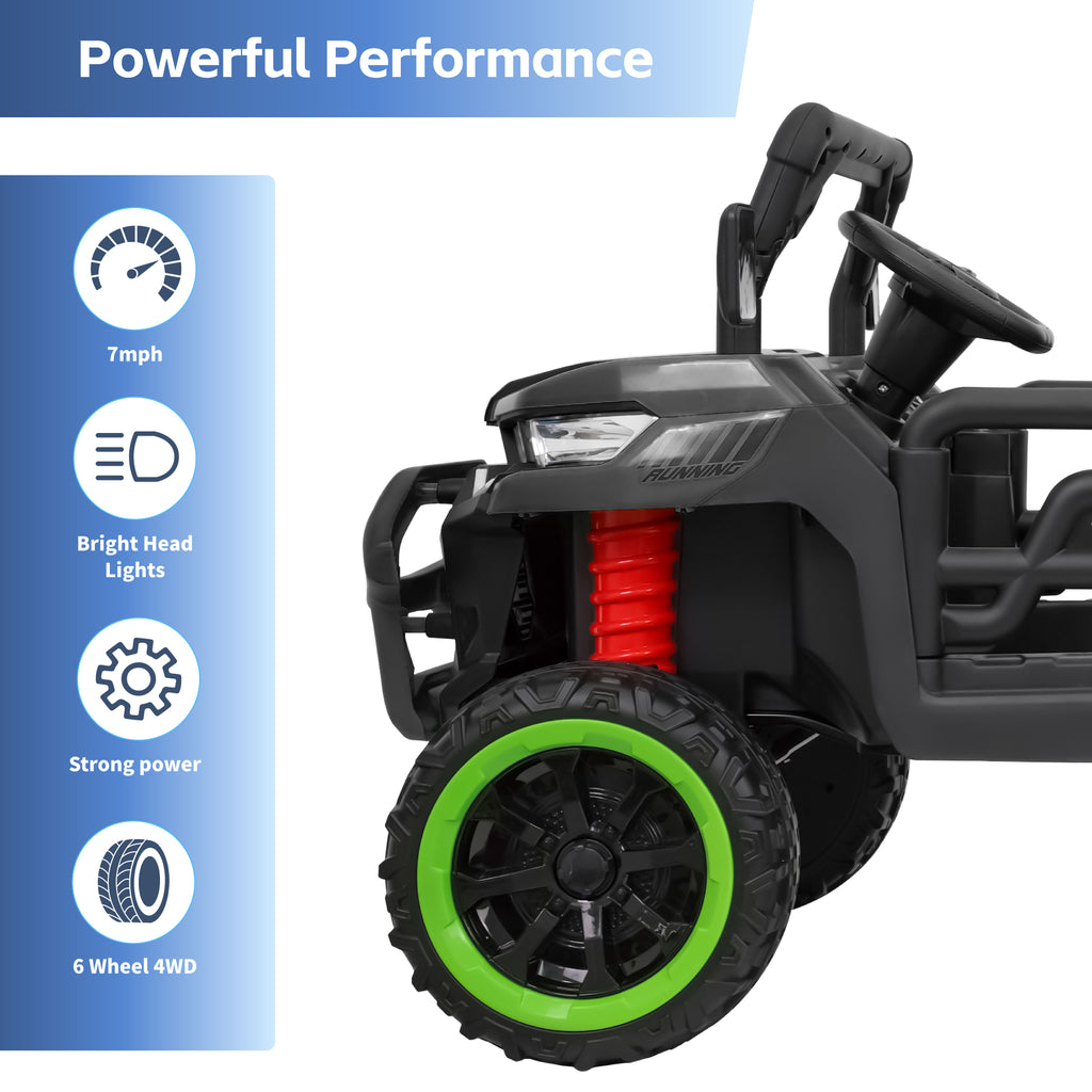 24V Two-Seater Ride On Dump Truck,Ride on Car Truck, UTV W/,Ride on Toys W/ Dump Bed/Shovel, LED Light, Music, Remote Control,6 Wheels 4WD Ride On Toys for Boys Girls (Ages 3+)