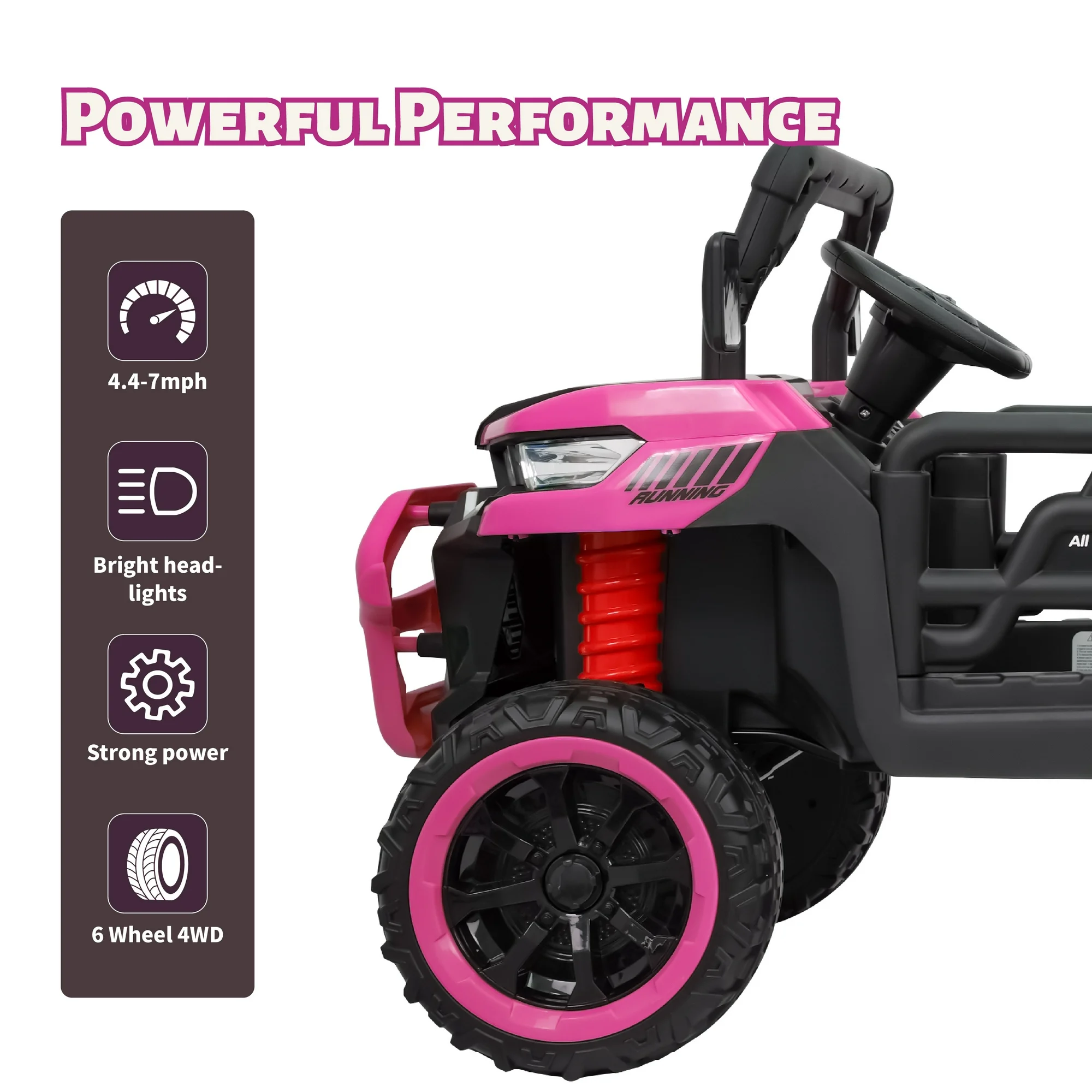 BKIRNP 24V 2 Seater Kids Ride on Car Truck,Ride on UTV W/,24 Volt Ride on Toys W/ Dump Bed/Shovel, LED Light, Music, Remote Control,6 Wheels Ride On Toys for Boys Girls