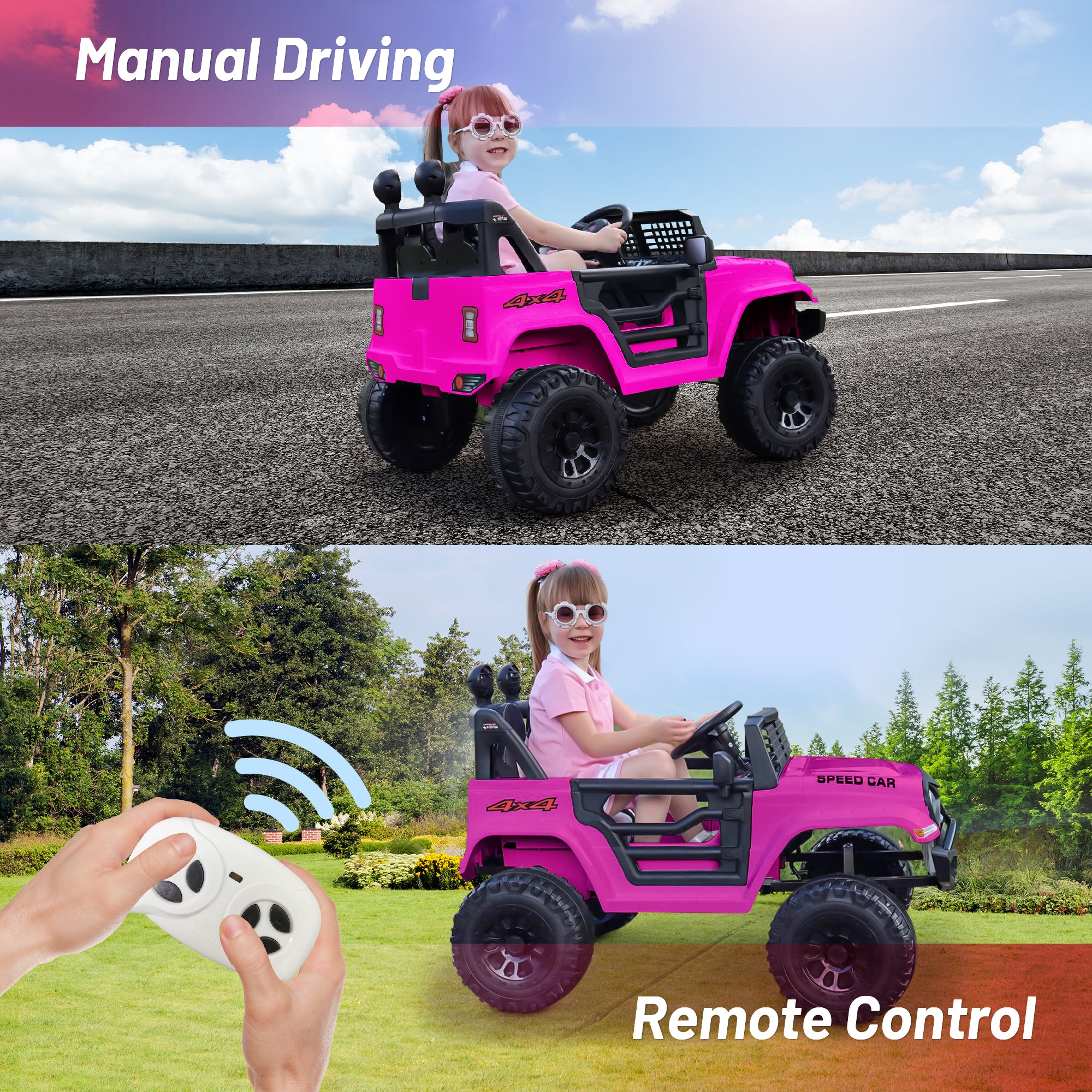 BKIRNP Kids Electric Ride On Truck 12V Power Battery Car w/ Remote Control MP3 Bluetooth Music