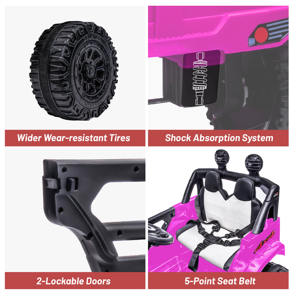 BKIRNP Kids Electric Ride On Truck 12V Power Battery Car w/ Remote Control MP3 Bluetooth Music